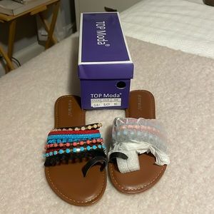 Top Moda Black & Teal slides